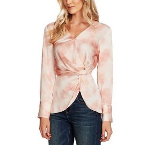 NWT Vince Camuto Vapor Whisper Women Medium Side-Twist Tie Dye Print Top Blouse
